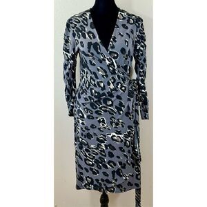 NWOT Veronica M Animal Print Wrap Long Sleeve Dress with Side Tie Women's Large